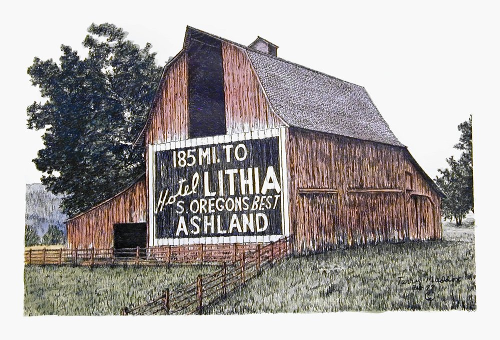 Pencil drawing of Lithia Barn by Terry Maddox
