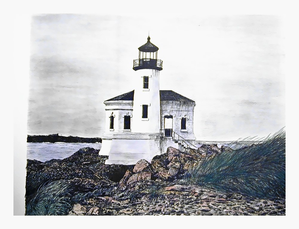 Pencil drawing of Bandon Lighthouse by Terry Maddox