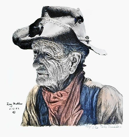 Pencil drawing of Old Timer by Terry Maddox