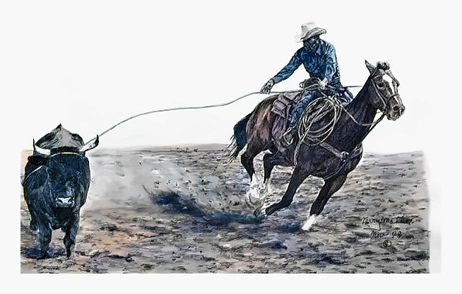 Pencil drawing of Steer Roper by Terry Maddox