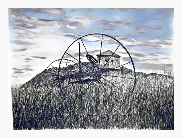 Pencil drawing of Fort Steele British Columbia by Terry Maddox