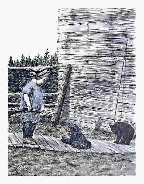 Pencil drawing of Boy and Cubs by Terry Maddox