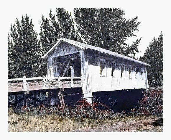 Pencil drawing of Sunny Valley C. Bridge by Terry Maddox