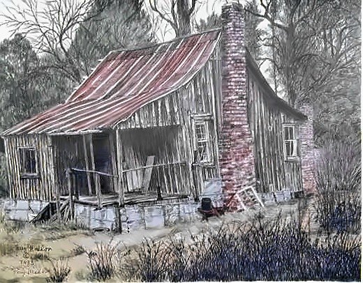 Pencil drawing of Southern Cabin by Terry Maddox