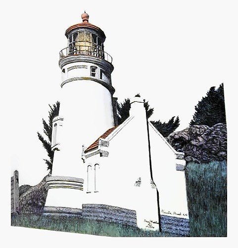 Pencil drawing of Heceta Head by Terry Maddox