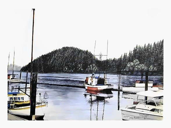 Pencil drawing of Florence Harbour by Terry Maddox