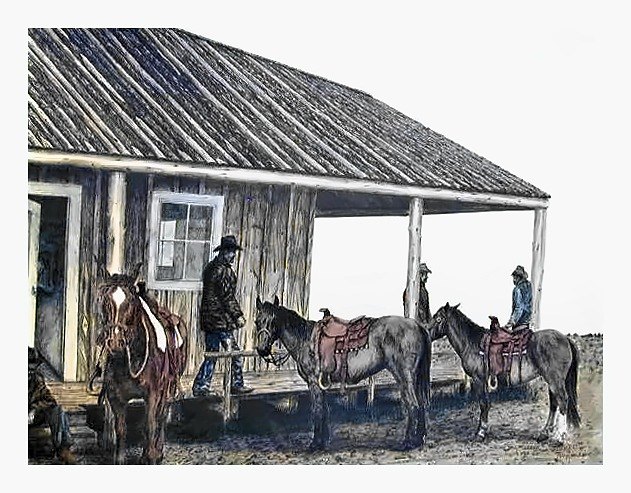 Pencil drawing of Hitching Post by Terry Maddox