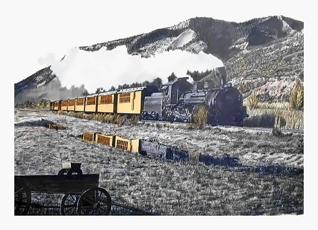 Pencil drawing of Silverton Durango Railroad by Terry Maddox