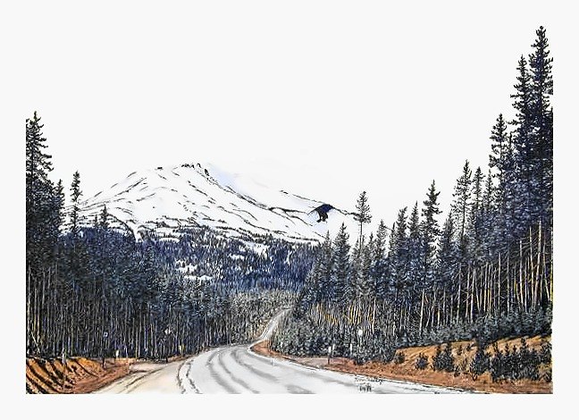 Pencil drawing of Bachelor Butte by Terry Maddox