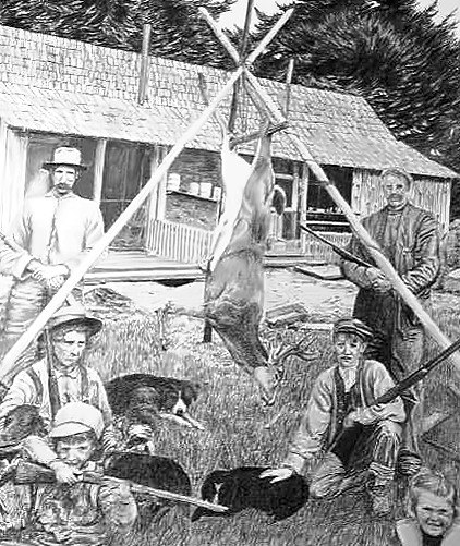 Pencil drawing of Maddox Clan, Brownsville, OR by Terry Maddox