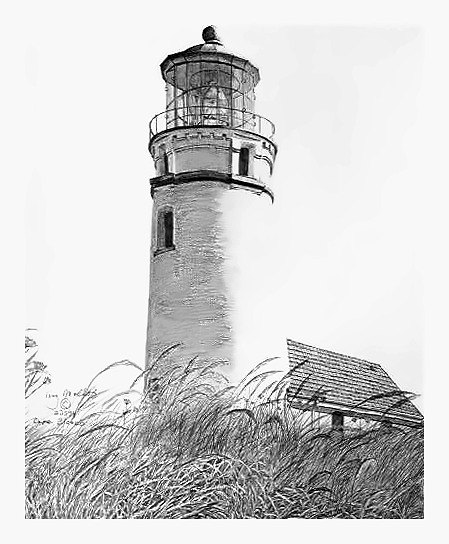 Pencil drawing of Cape Blanco by Terry Maddox